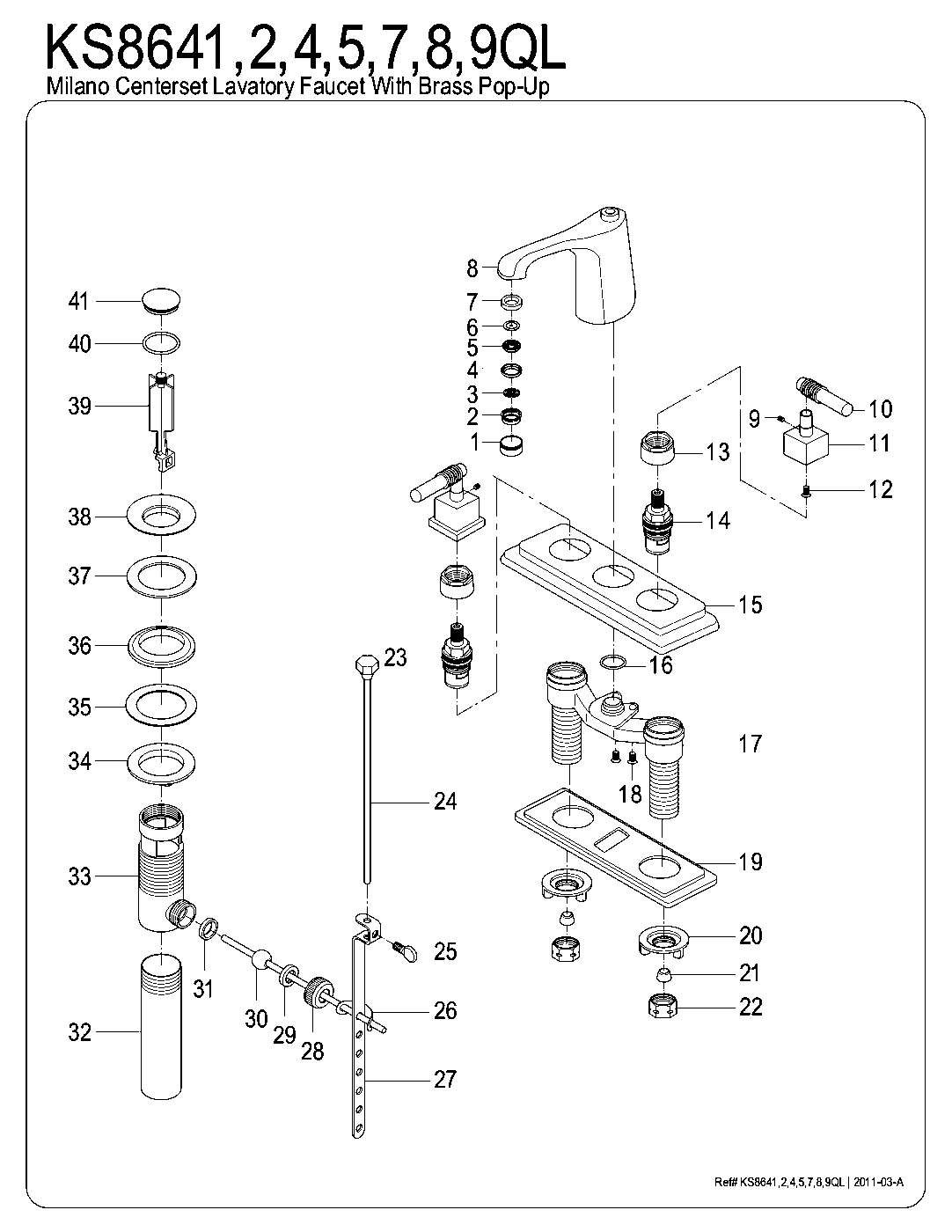 Milano KS8644QL exploded parts diagram
