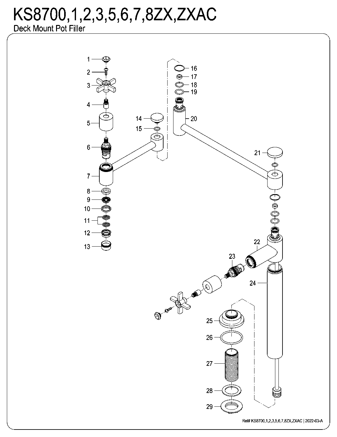 Millennium KS8705ZX exploded parts diagram