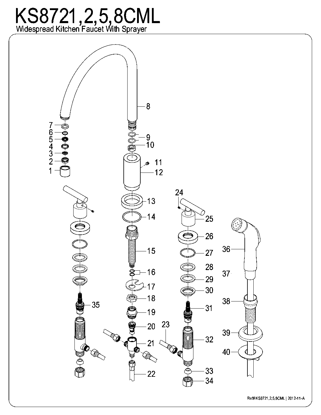Kingston Brass KS8721CML exploded parts diagram