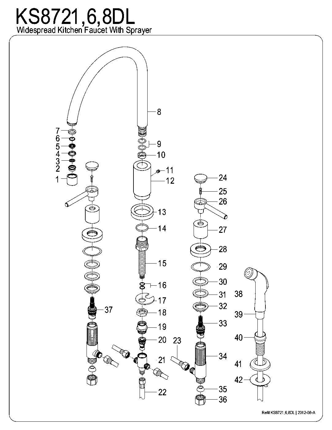 Kingston Brass KS8721DL exploded parts diagram