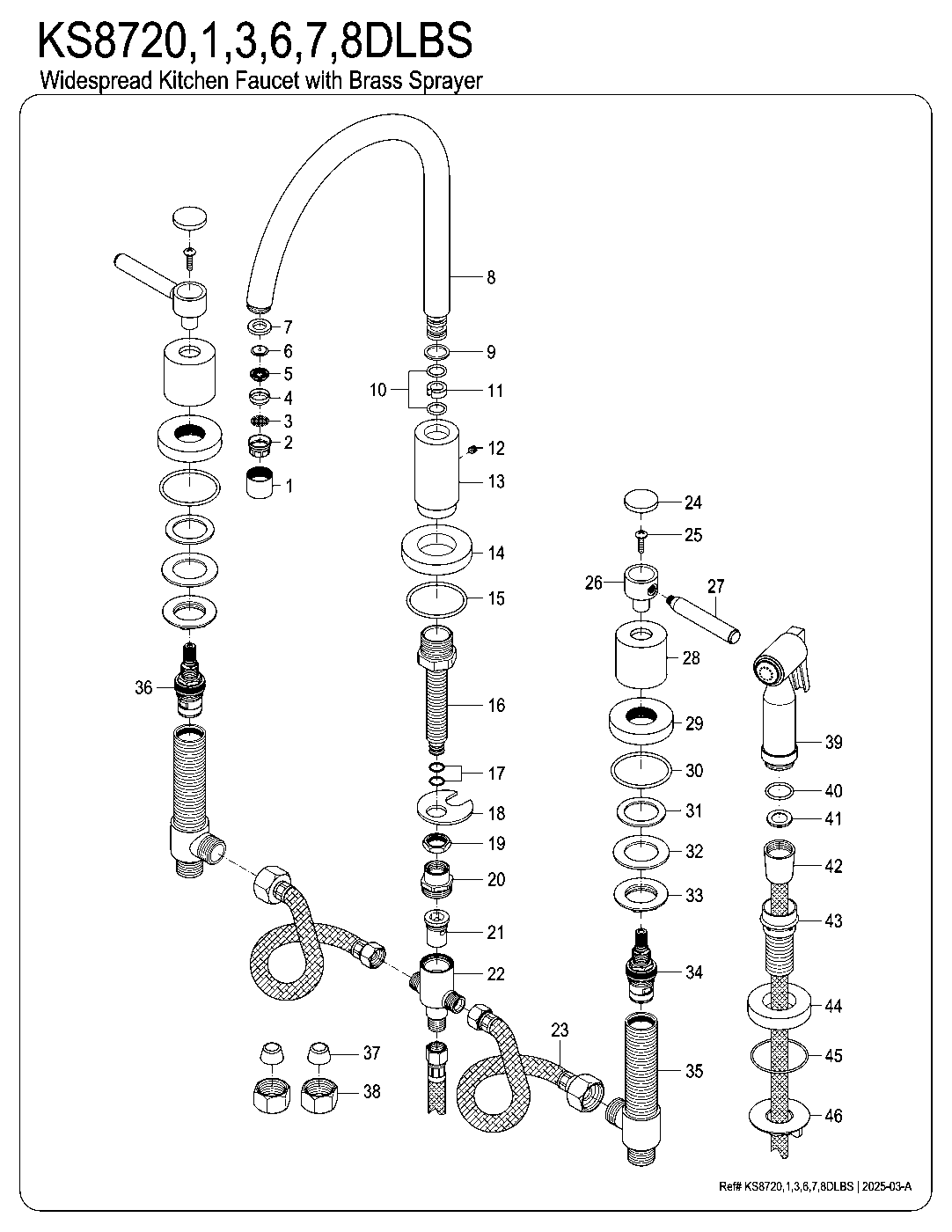 Kingston Brass KS8720DLBS exploded parts diagram