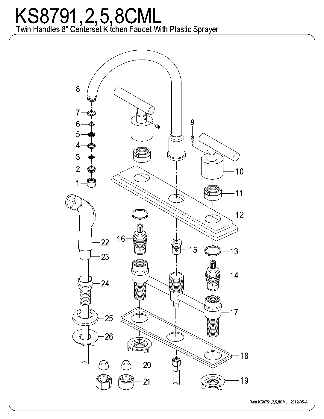 Manhattan KS8791CML exploded parts diagram