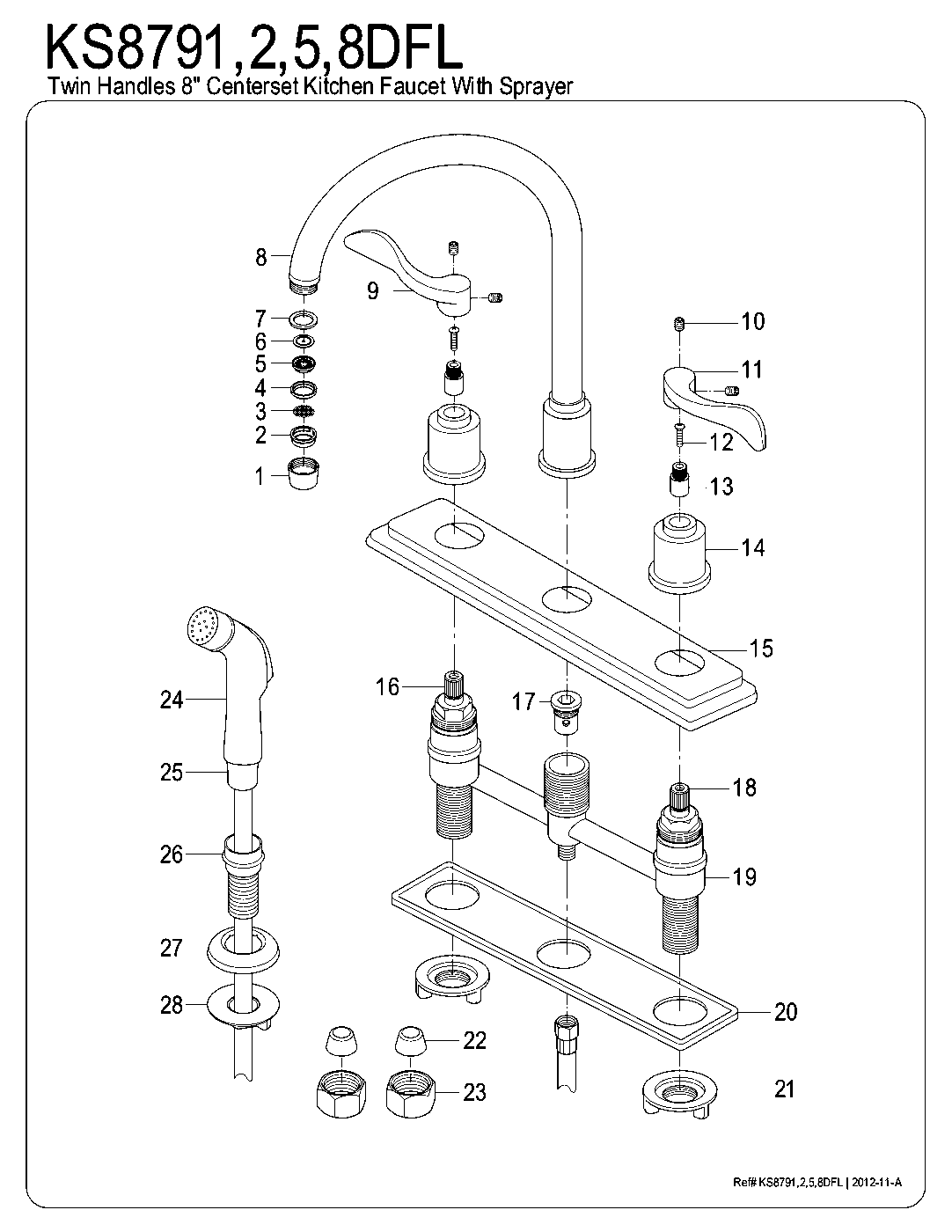 Kingston Brass KS8791DFL exploded parts diagram