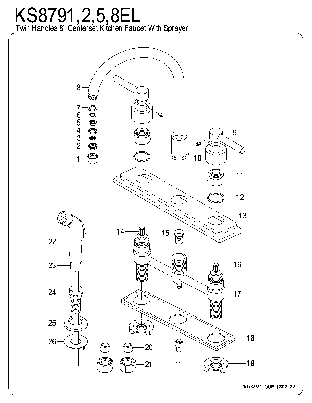Elinvar KS8791EL exploded parts diagram