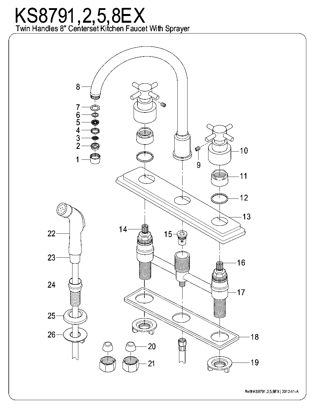 Kingston Brass KS8791EX exploded parts diagram