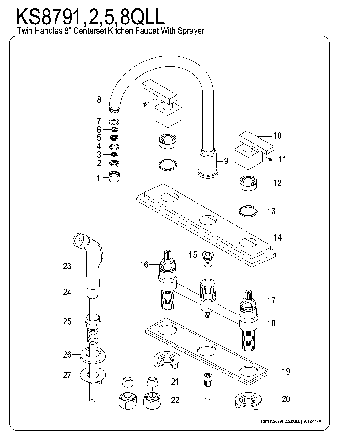 Executive KS8791QLL exploded parts diagram