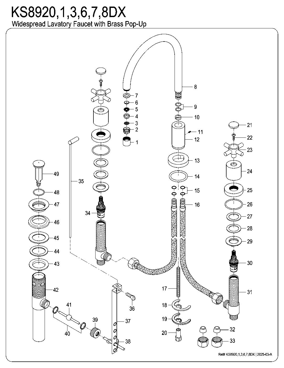 Kingston Brass KS8921DX exploded parts diagram