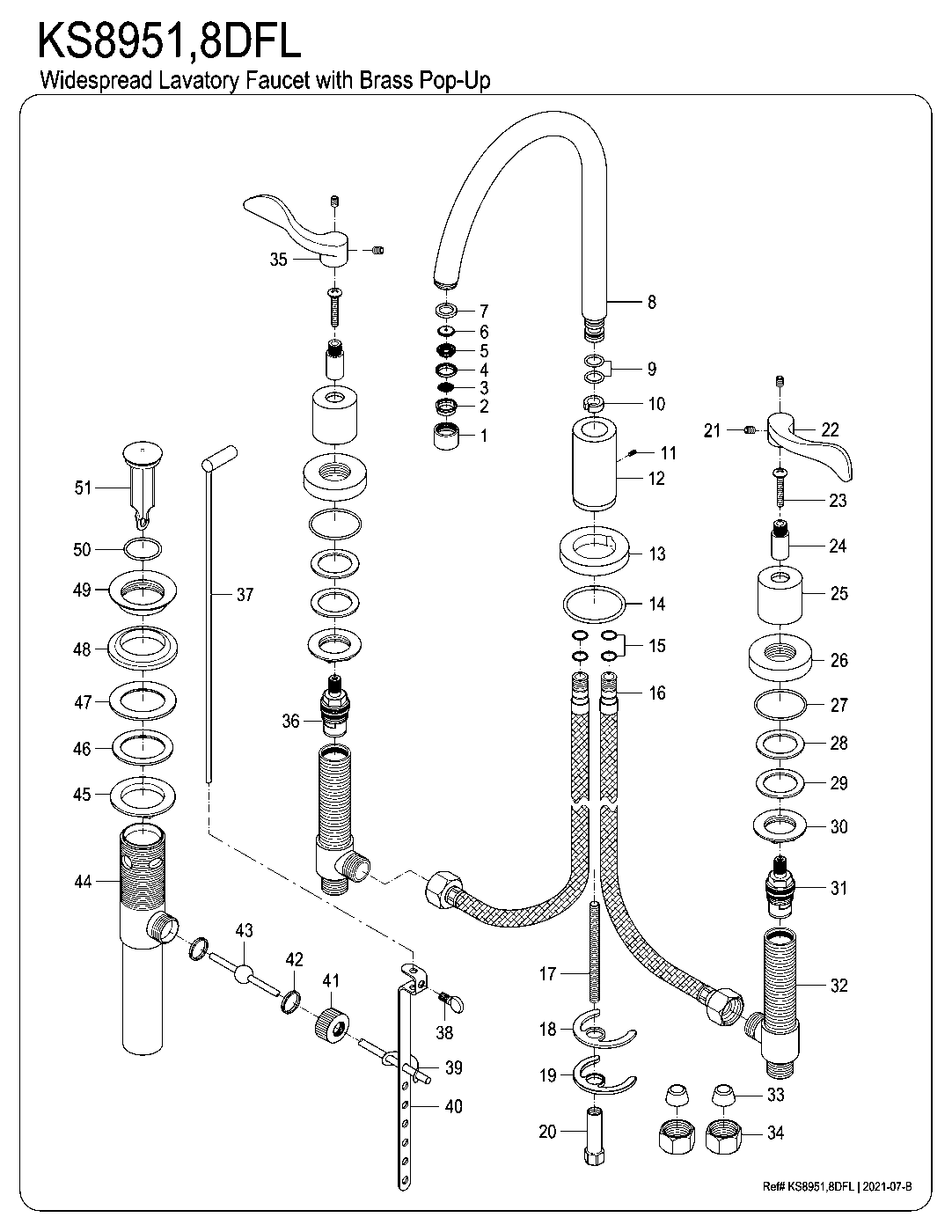 Kingston Brass KS8951DFL exploded parts diagram