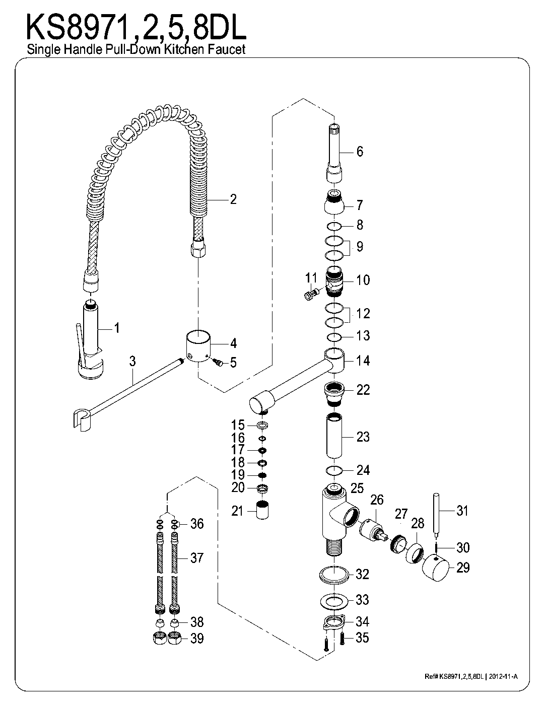 Kingston Brass KS8978DL exploded parts diagram