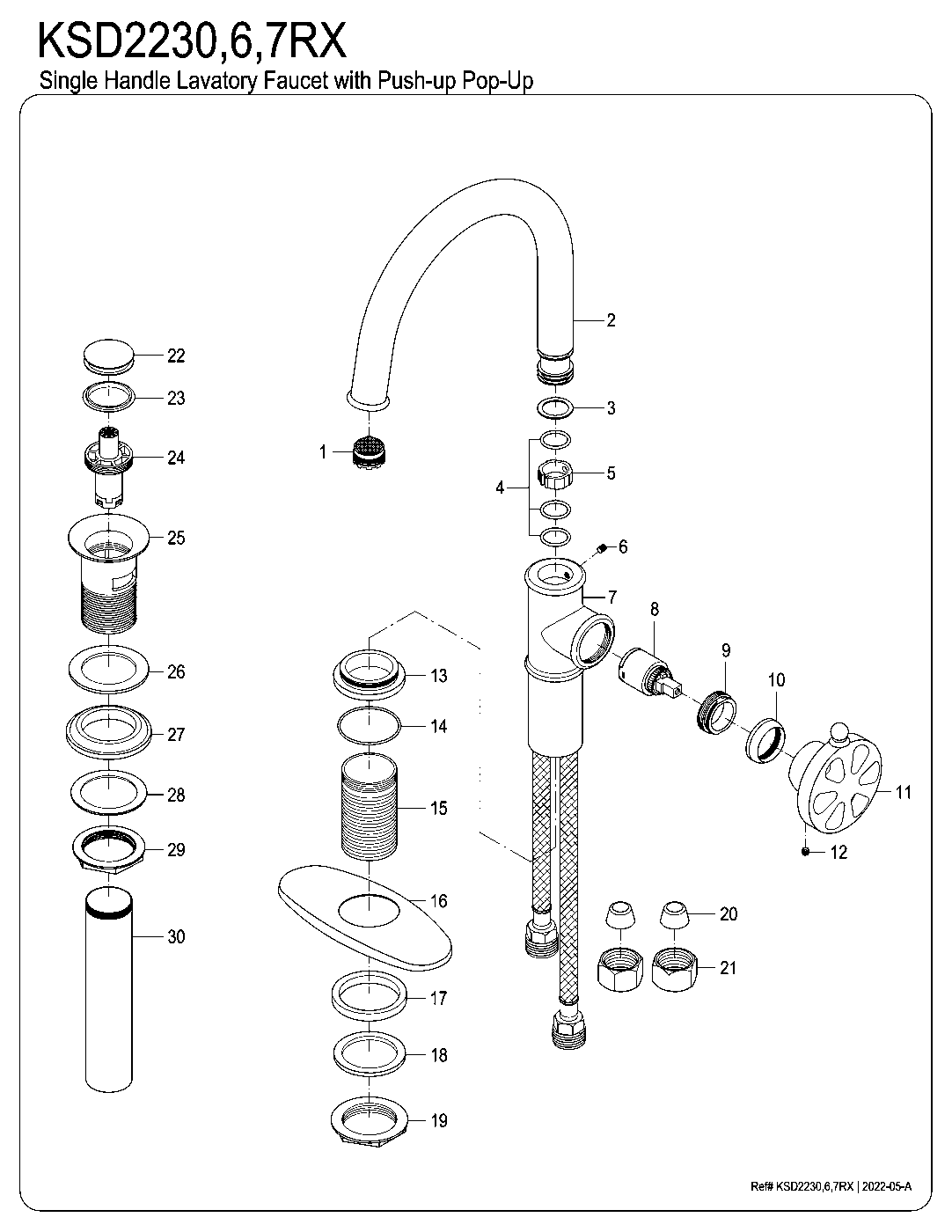 Belknap KSD2230RX exploded parts diagram