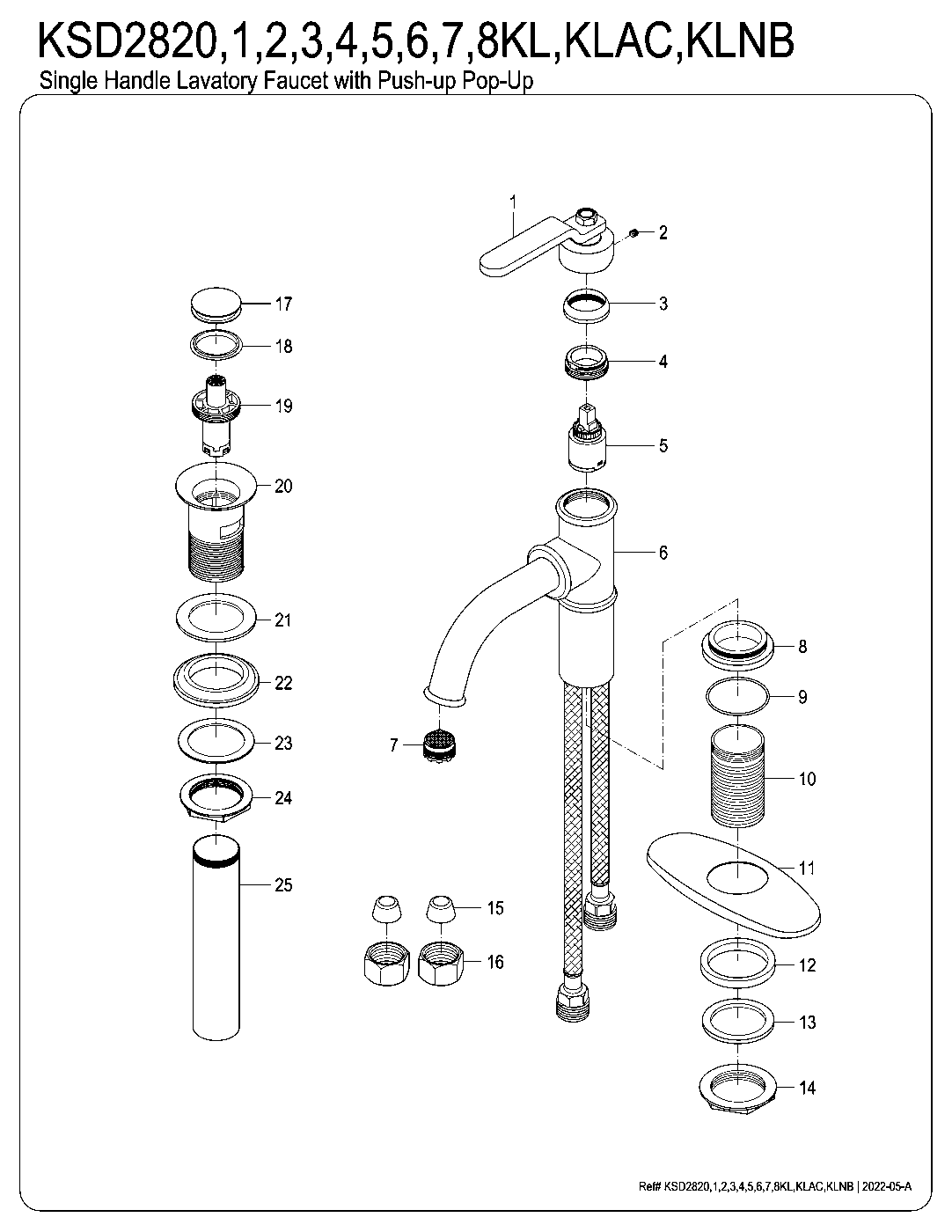 Whitaker KSD2820KL exploded parts diagram