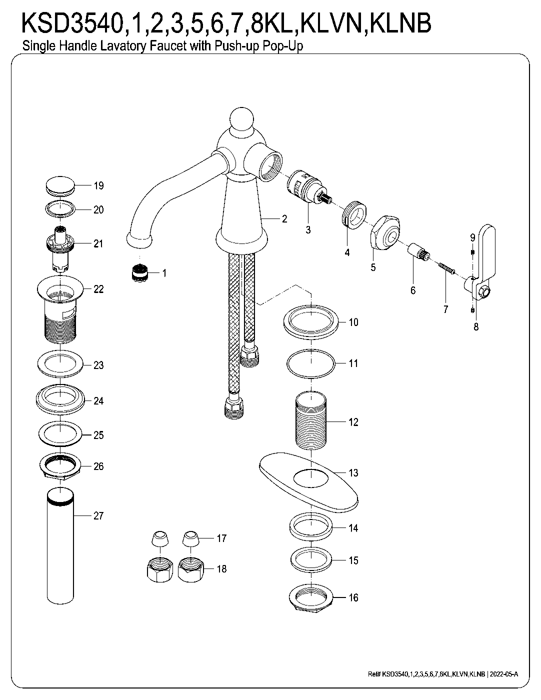 Knight KSD3540KL exploded parts diagram