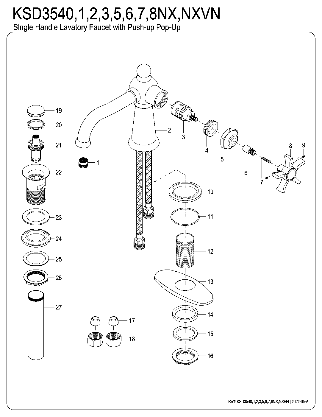 Hamilton KSD3540NX exploded parts diagram