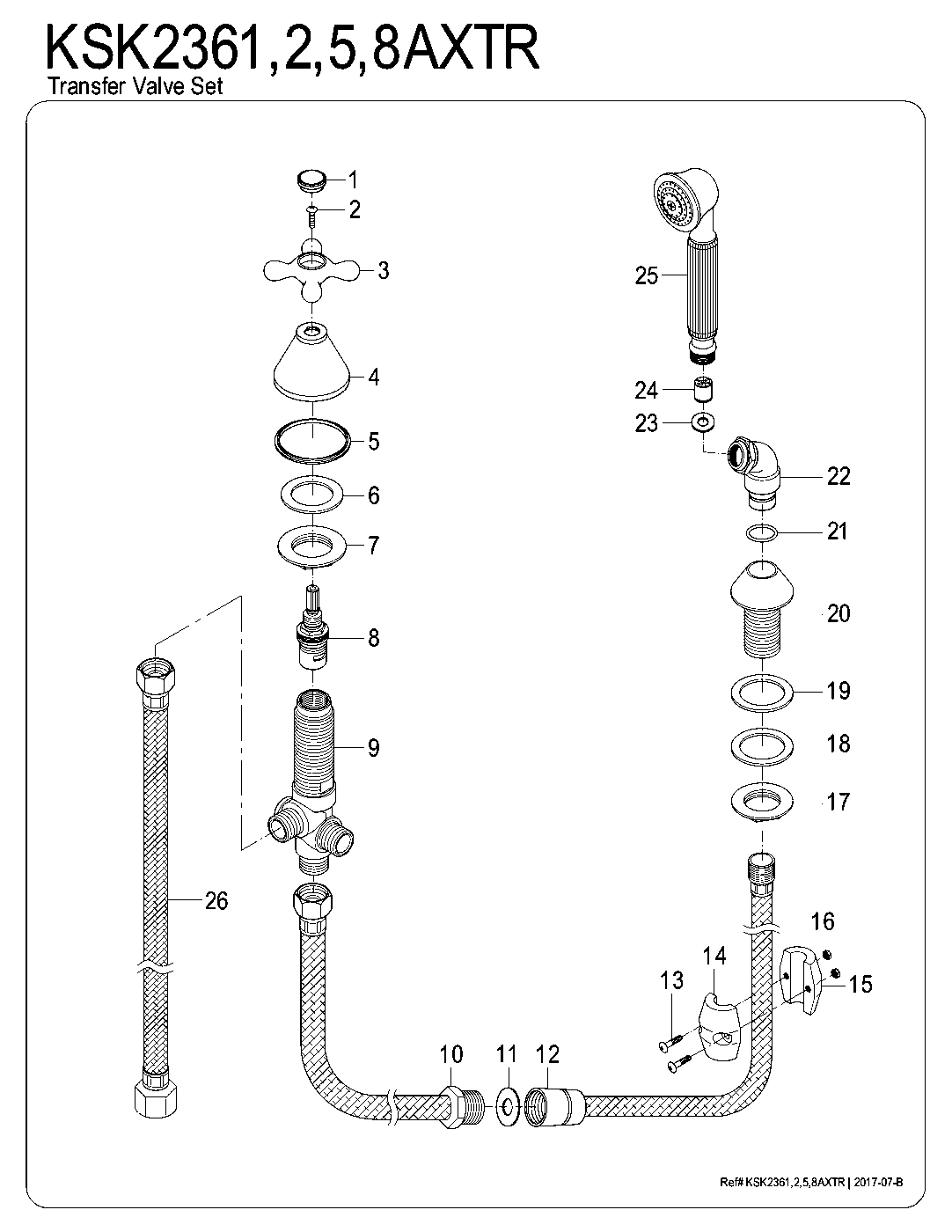 Kingston Brass KSK2361AXTR exploded parts diagram