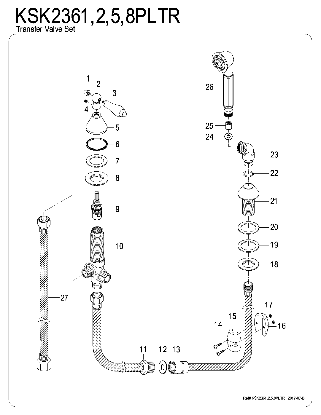 Kingston Brass KSK2361PLTR exploded parts diagram