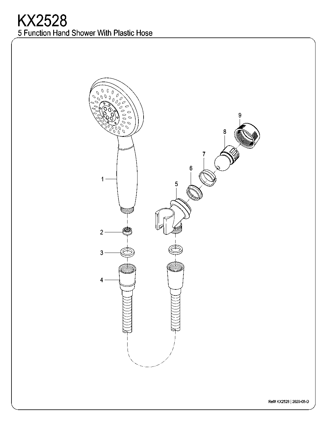 Shower Scape KX2528 exploded parts diagram
