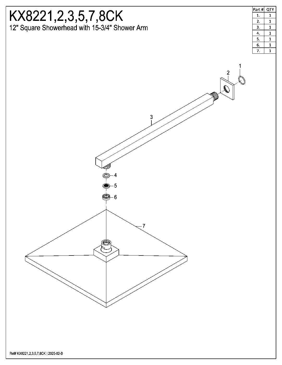 Shower Scape KX8221CK exploded parts diagram