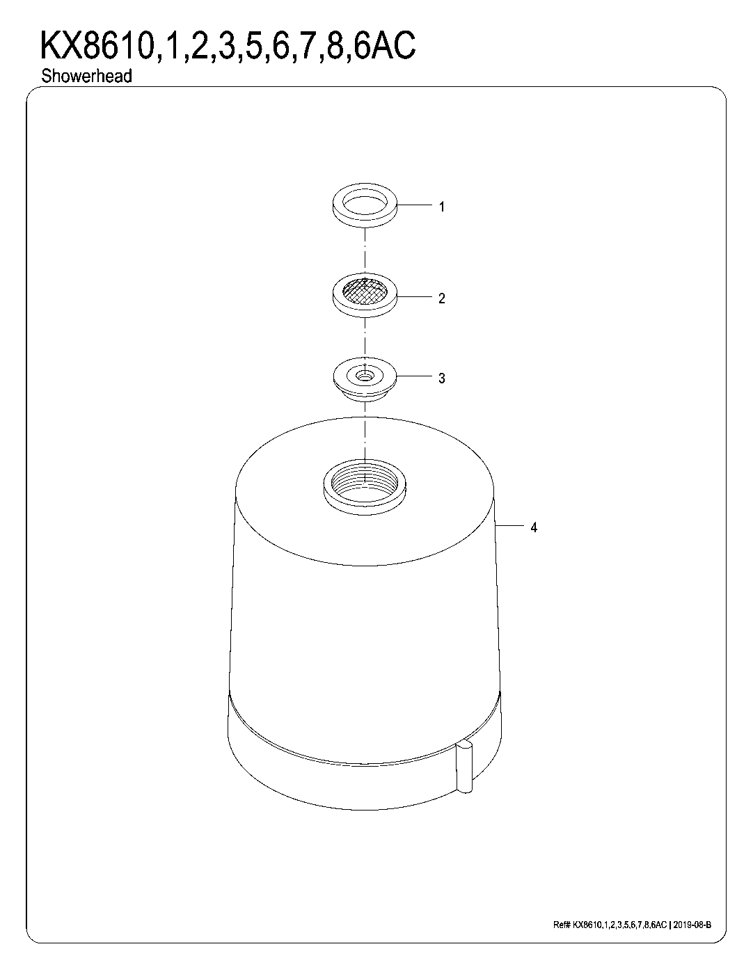 Shower Scape KX8616AC exploded parts diagram