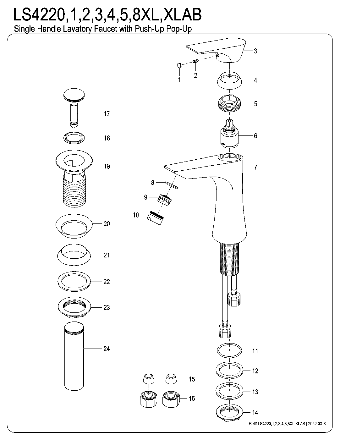 Kingston Brass LS4220XL exploded parts diagram