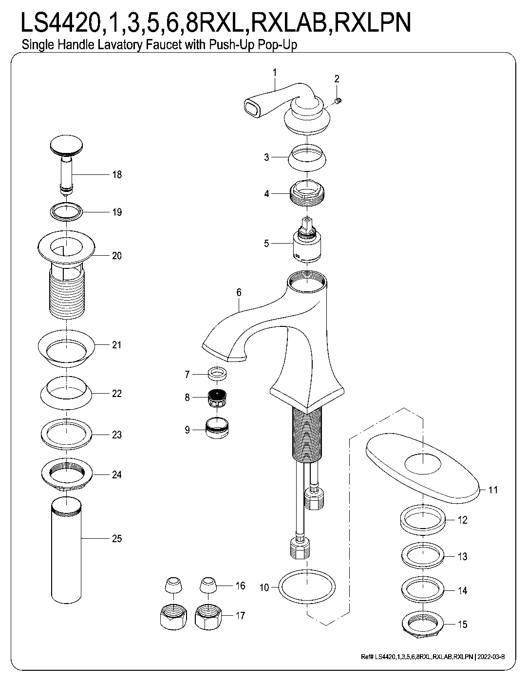 Restoration LS4420RXL exploded parts diagram