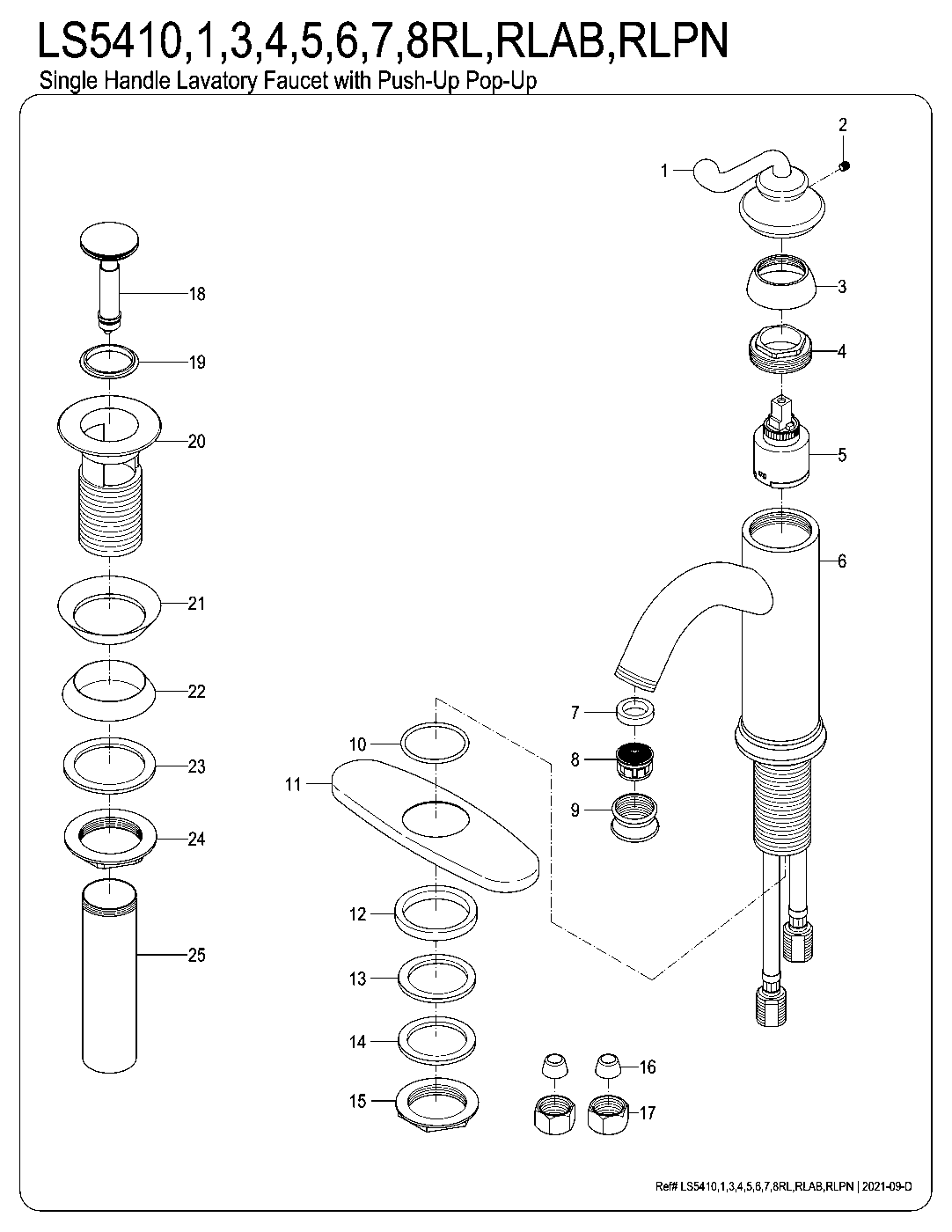 Fauceture LS5410RL exploded parts diagram