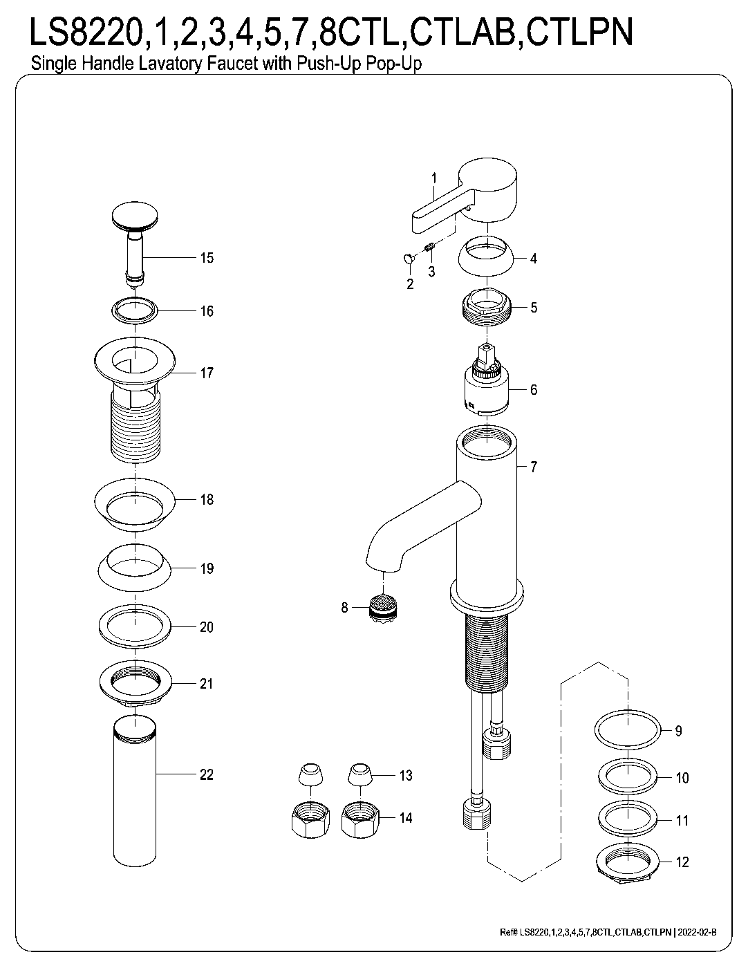 Fauceture LS8220CTL exploded parts diagram