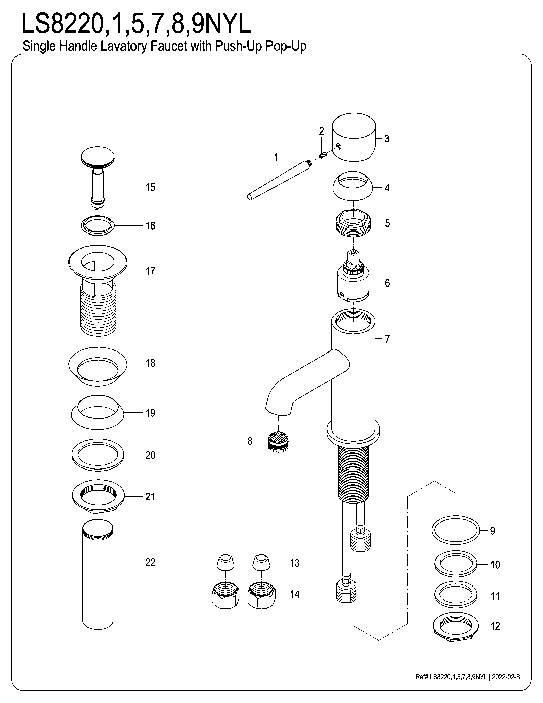 Fauceture LS8220NYL exploded parts diagram