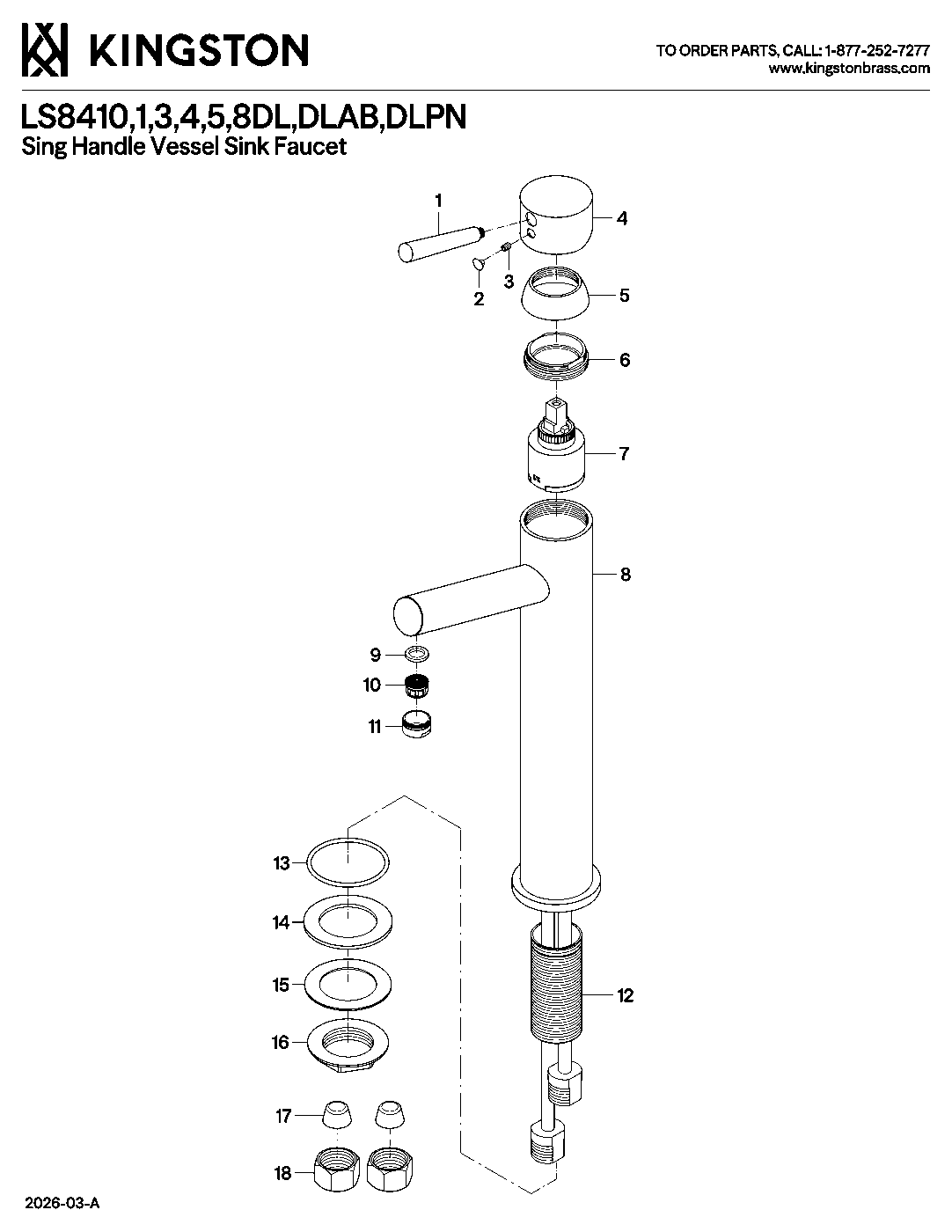Fauceture LS8410DL exploded parts diagram