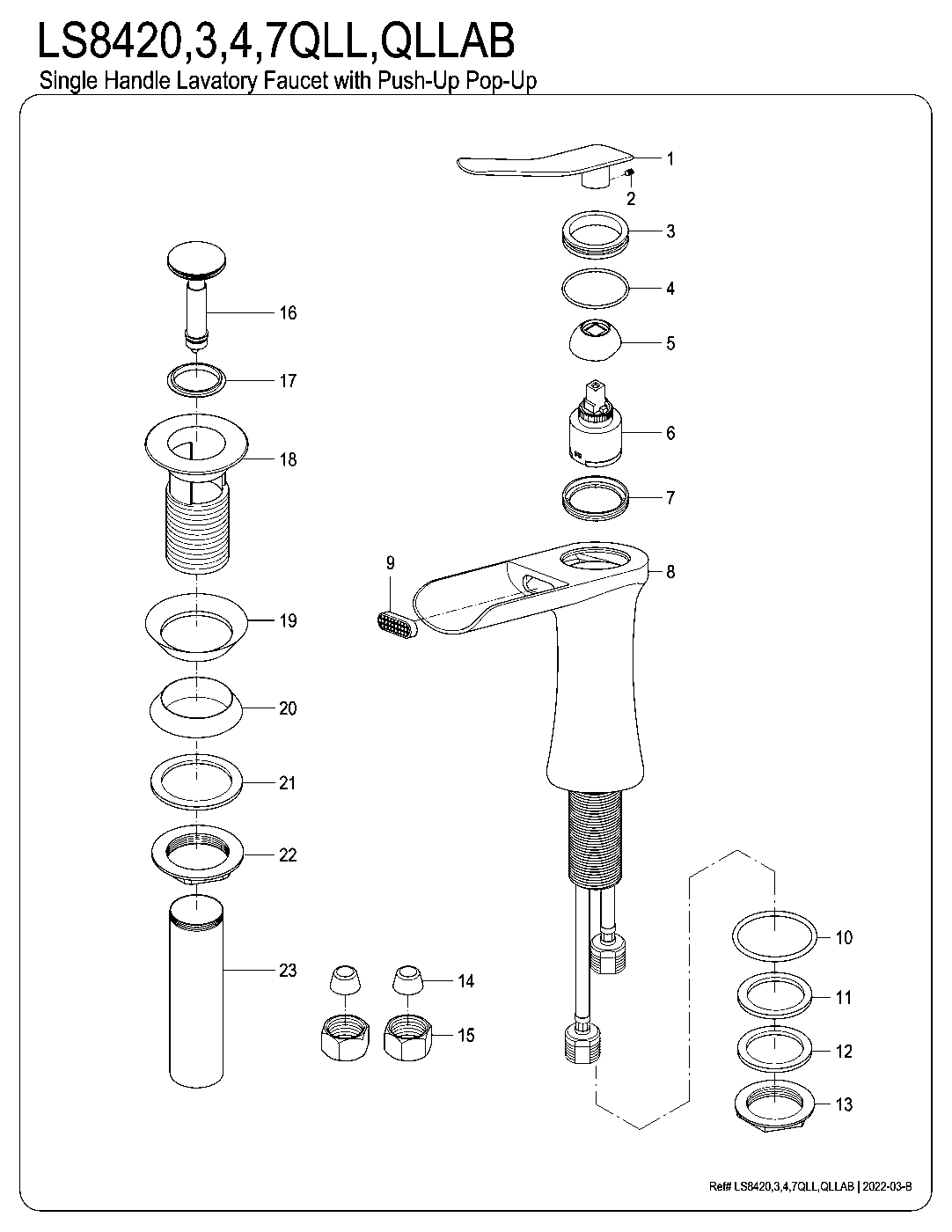 Fauceture LS8420QLL exploded parts diagram