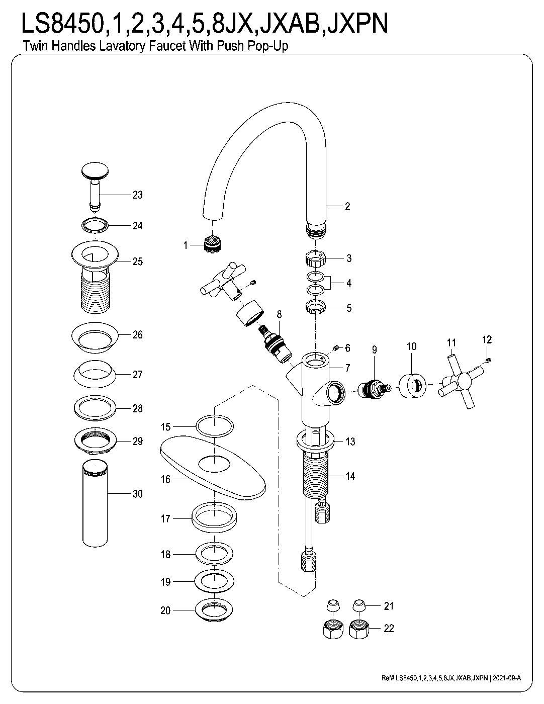 Fauceture LS8450JX exploded parts diagram