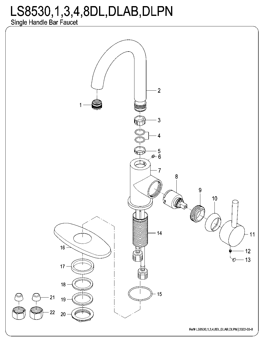 Kingston Brass LS8530DL exploded parts diagram