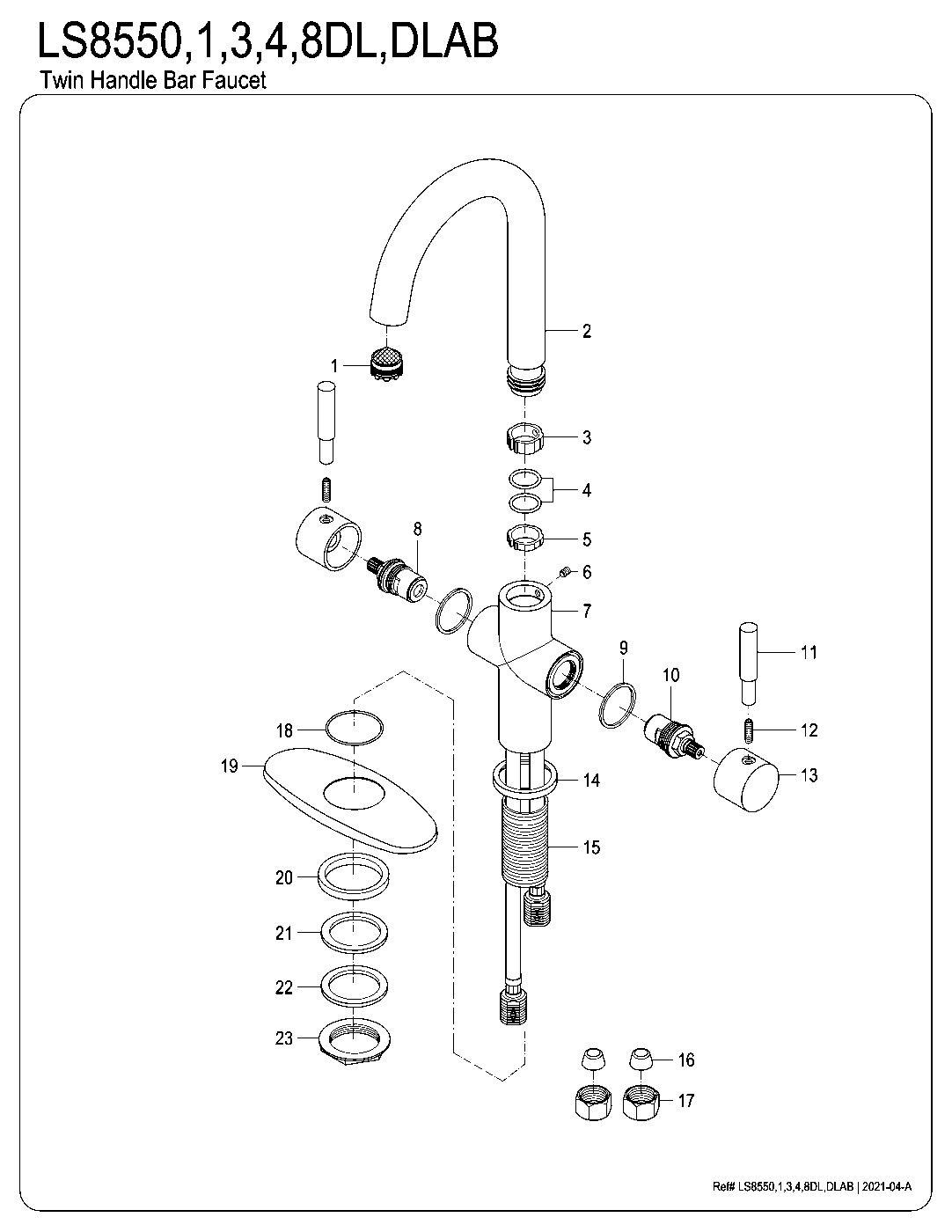 Kingston Brass LS8550DL exploded parts diagram