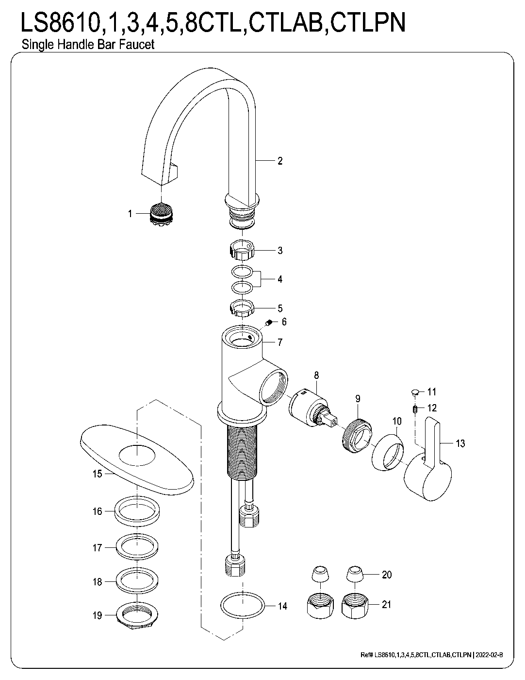 Kingston Brass LS8610CTL exploded parts diagram