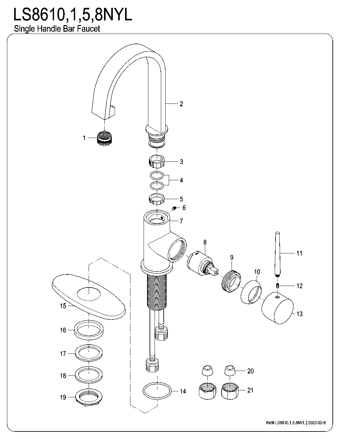 Kingston Brass LS8610NYL exploded parts diagram