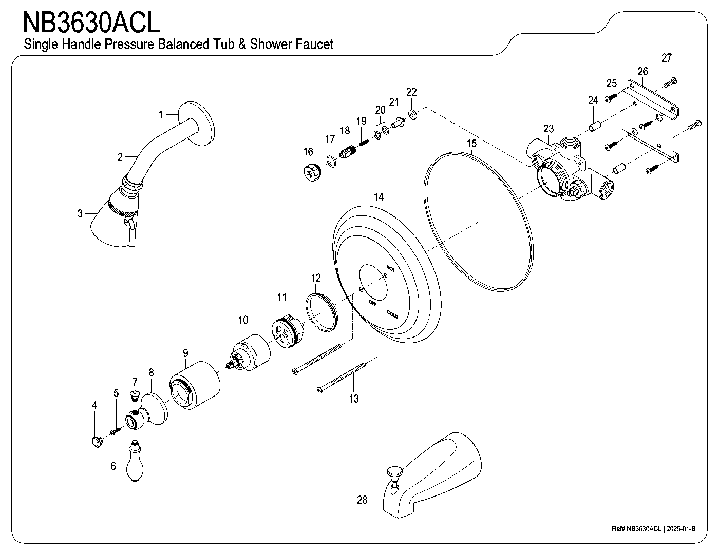 American Classic NB3630ACL exploded parts diagram