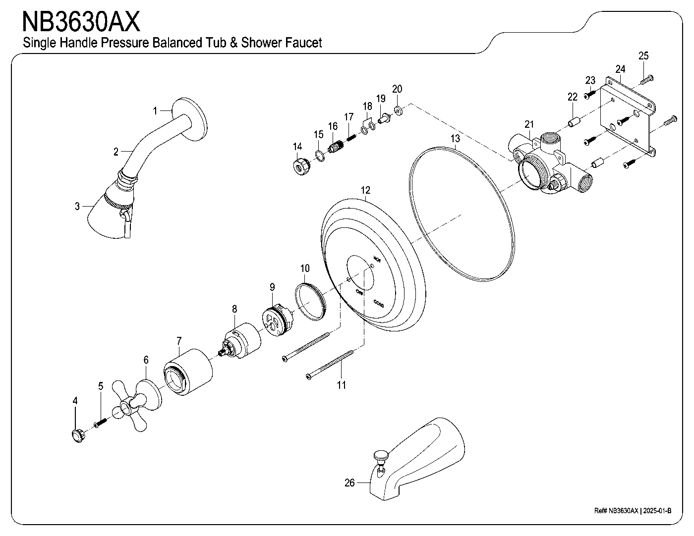 Water Onyx NB3630AX exploded parts diagram
