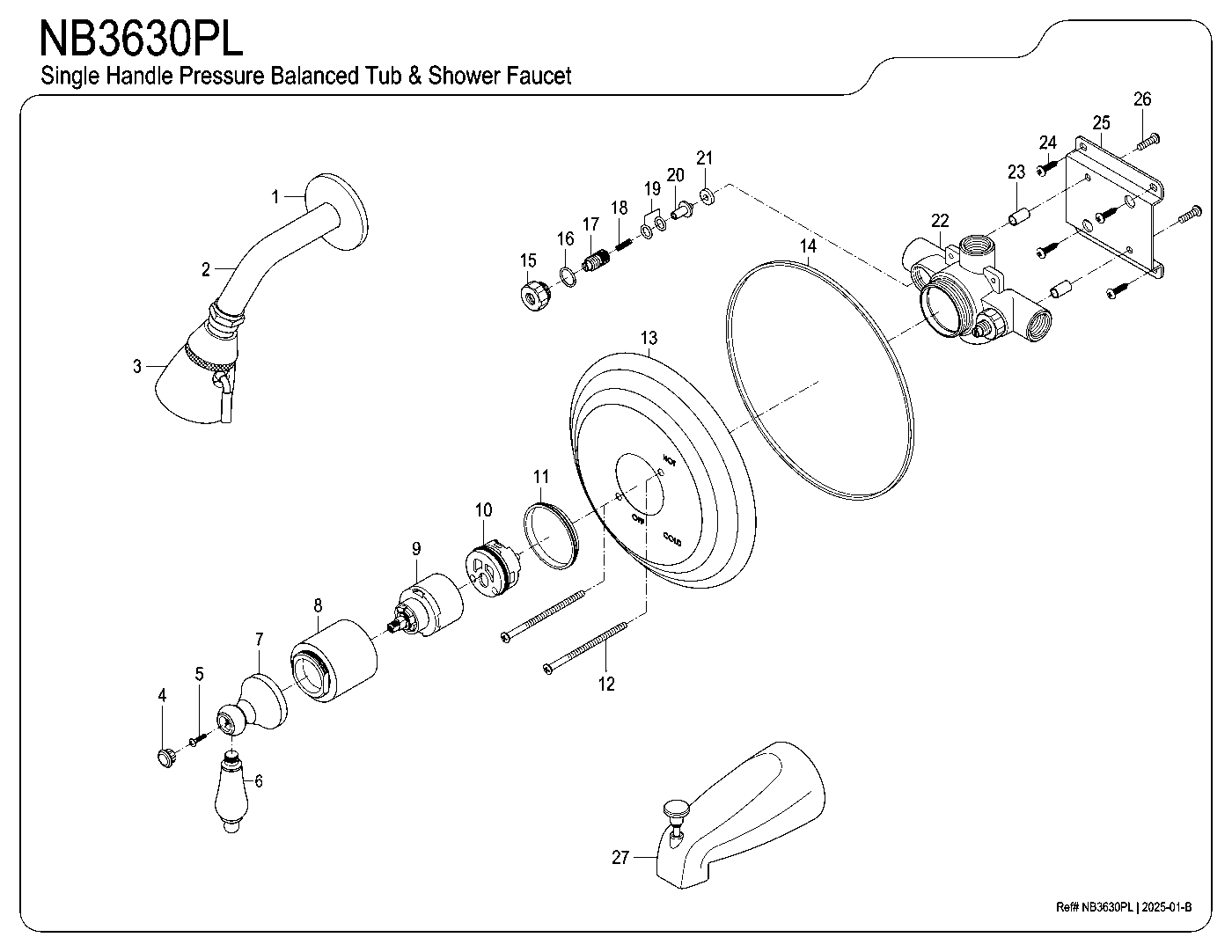 Water Onyx NB3630PL exploded parts diagram