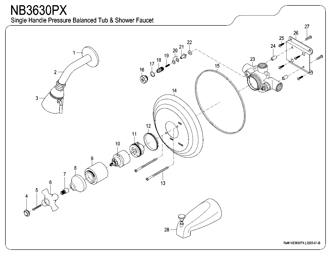 Water Onyx NB3630PX exploded parts diagram