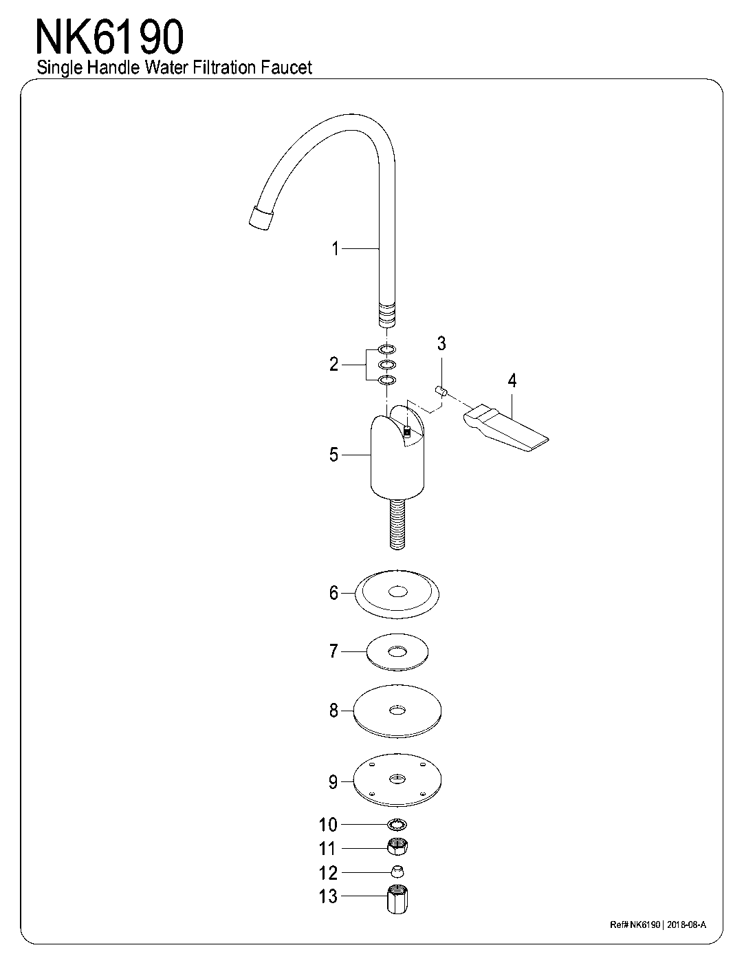 Water Onyx NK6190 exploded parts diagram