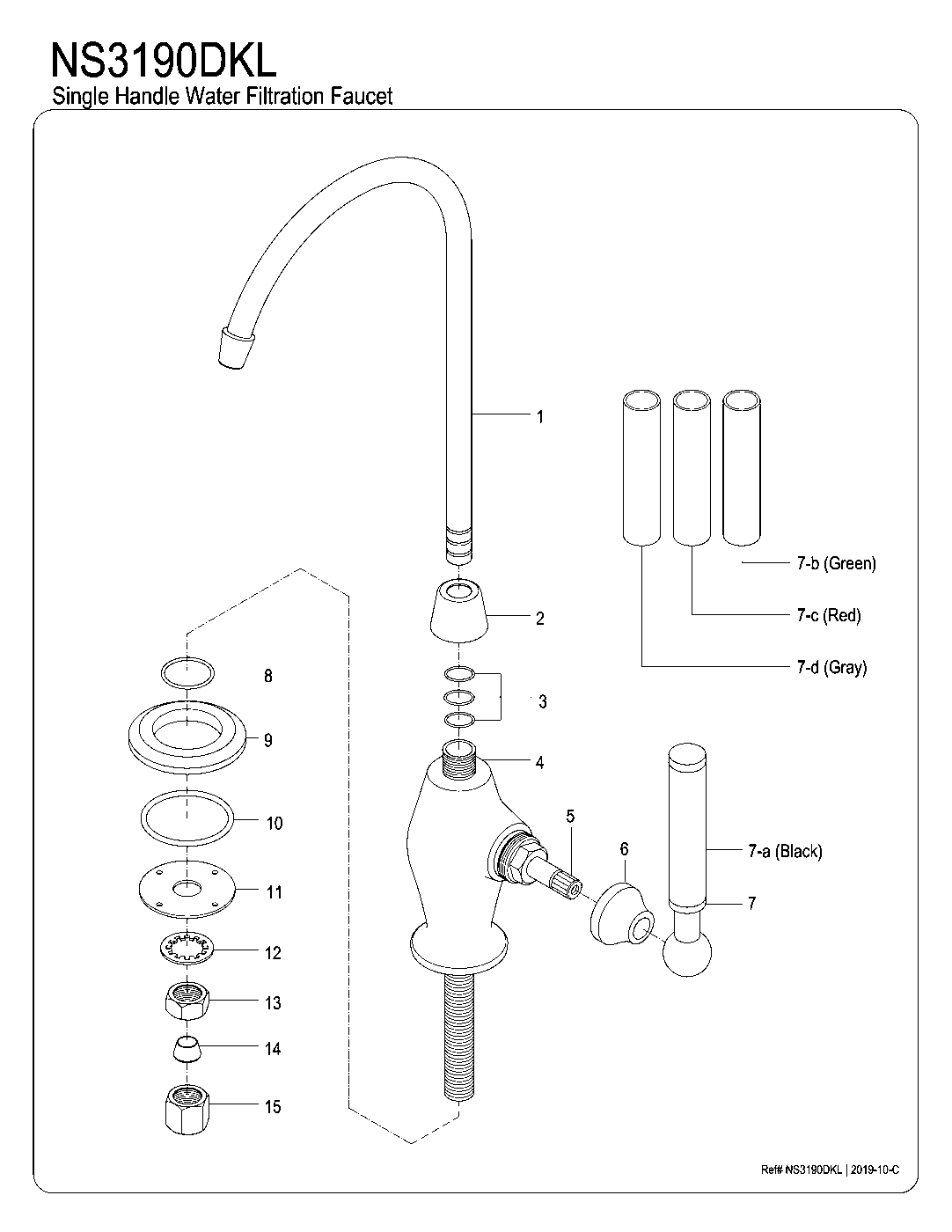 Water Onyx NS3190DKL exploded parts diagram