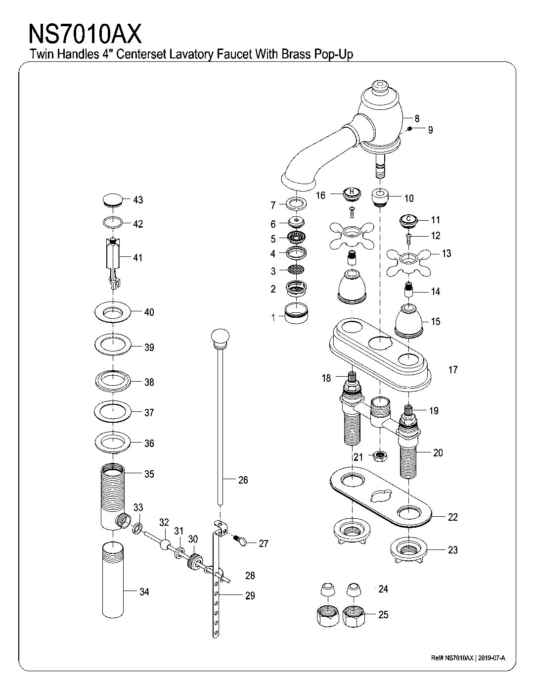 Water Onyx NS7010AX exploded parts diagram