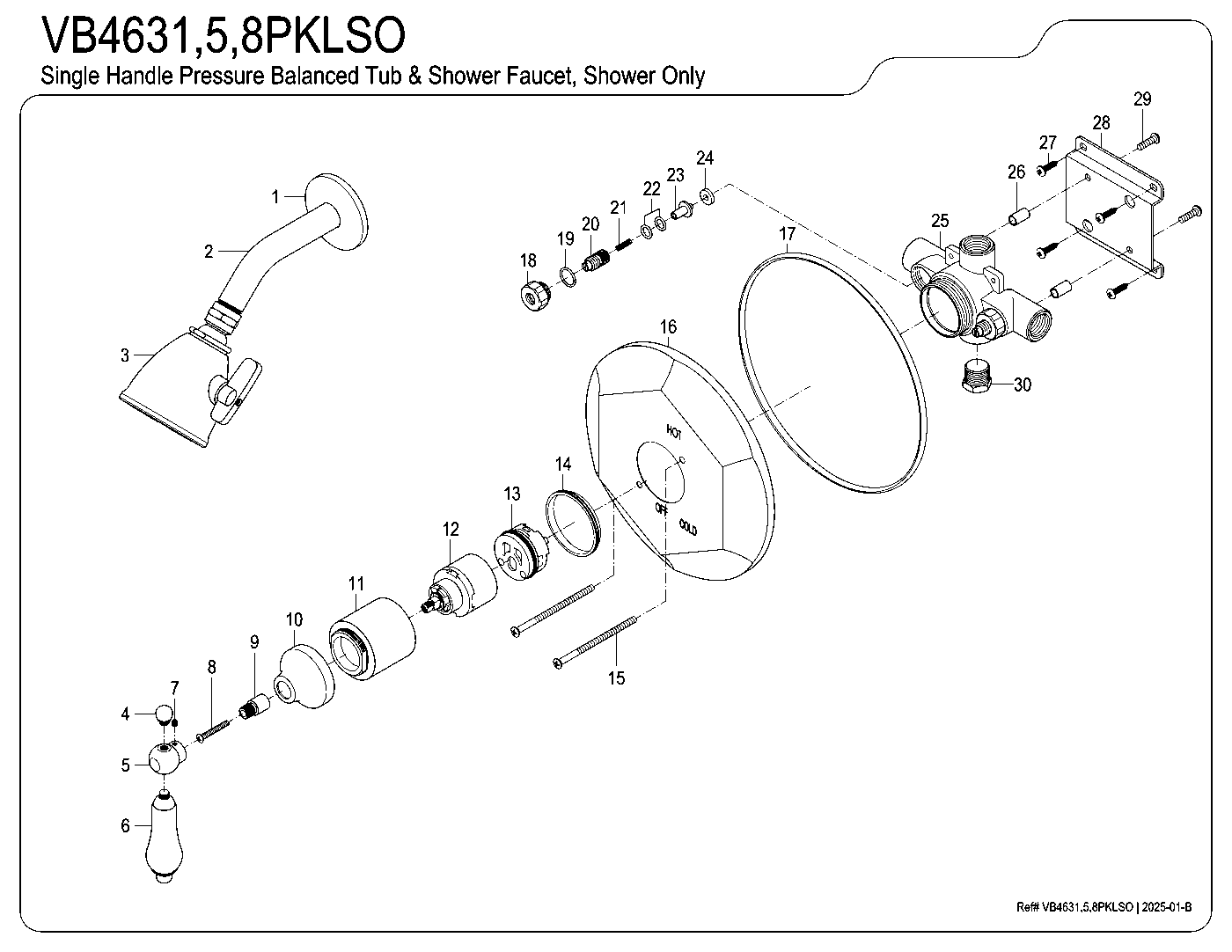 Duchess VB4631PKLSO exploded parts diagram