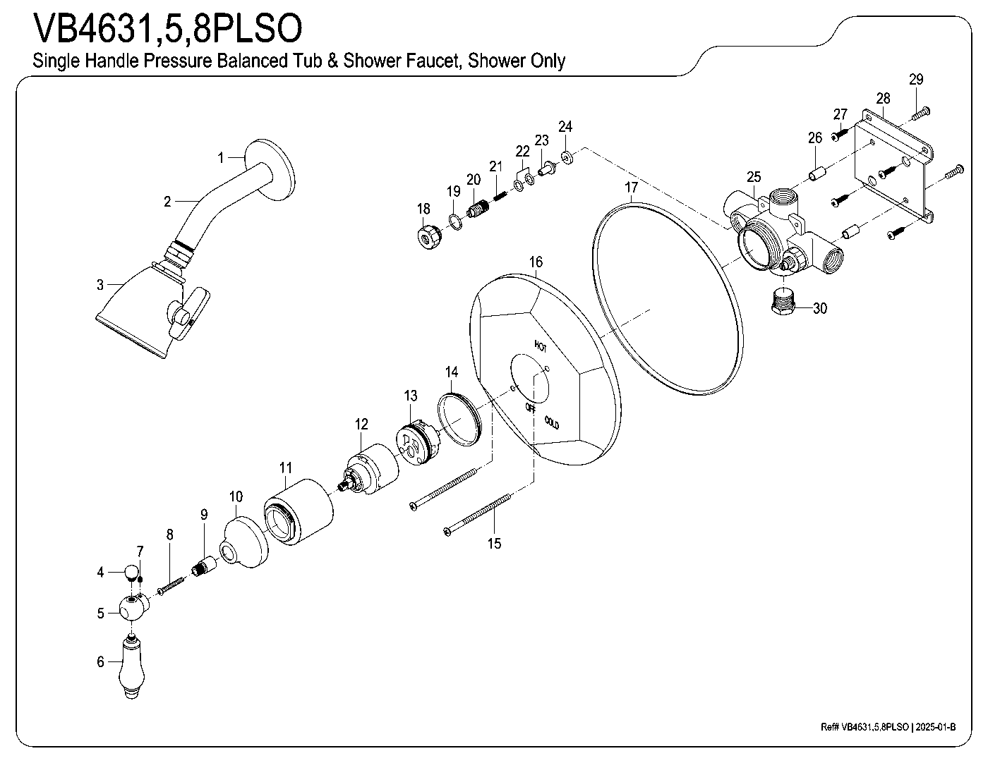 Kingston Brass VB4631PLSO exploded parts diagram