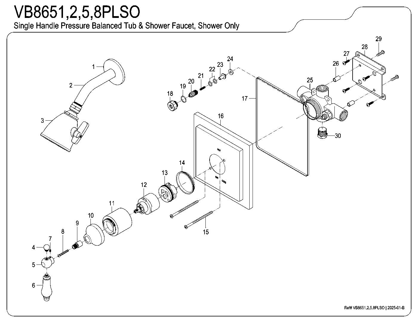 Victorian VB8651PLSO exploded parts diagram