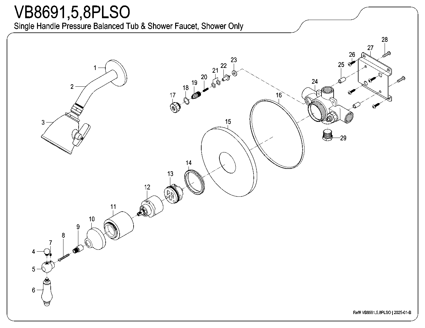 Kingston Brass VB8691PLSO exploded parts diagram