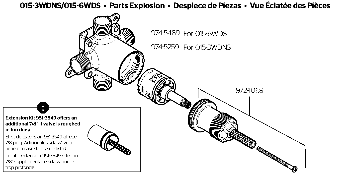 Pfister Diverter Valve exploded parts diagram