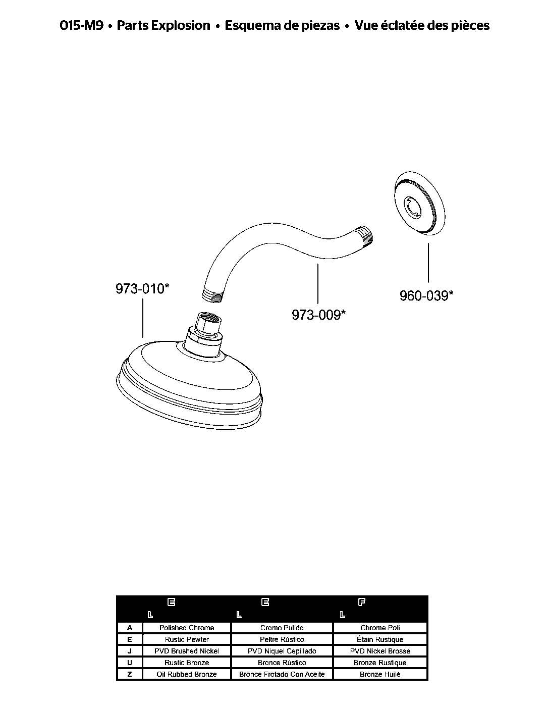 Marielle Single Function Raincan Showerhead parts diagram