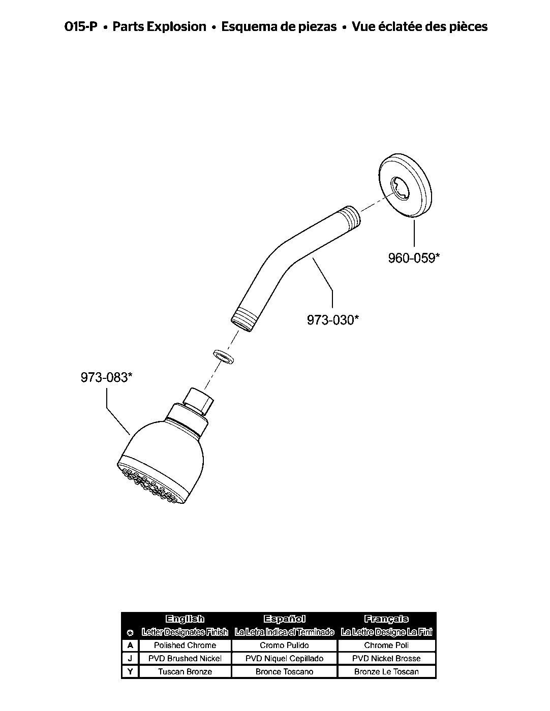 Portland Single Function Showerhead exploded parts diagram