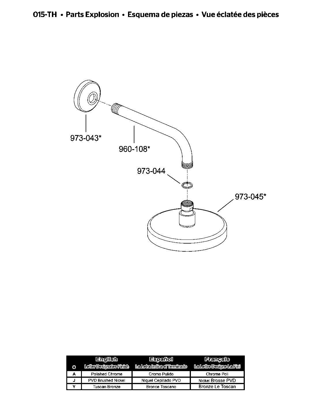 Pfister Single Function Raincan Showerhead parts diagram