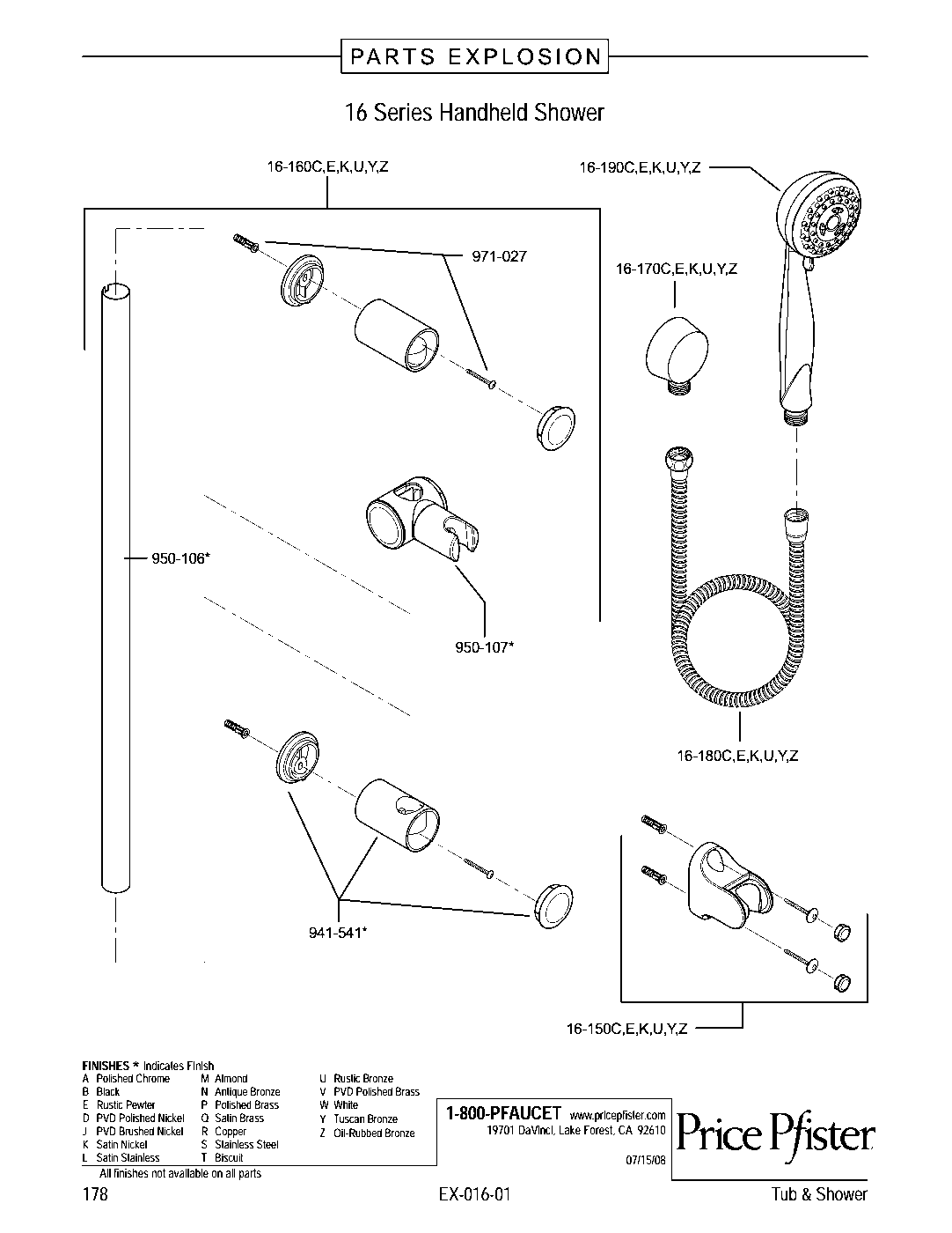 Pfister Multifunction Handheld Shower parts diagram